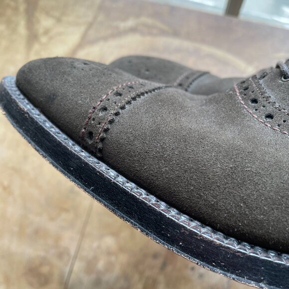 Salvatore Ferragamo suede cap toe chocolate brown lace up oxford shoes main image 4